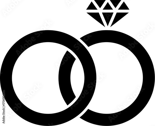 Elegant interlocking rings symbolize everlasting love and commitment, crowned with a sparkling diamond.