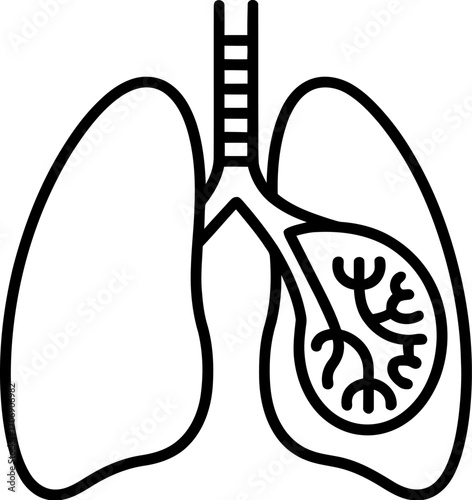 Stylized illustration of human lungs showing bronchi and alveoli for medical and educational concepts.
