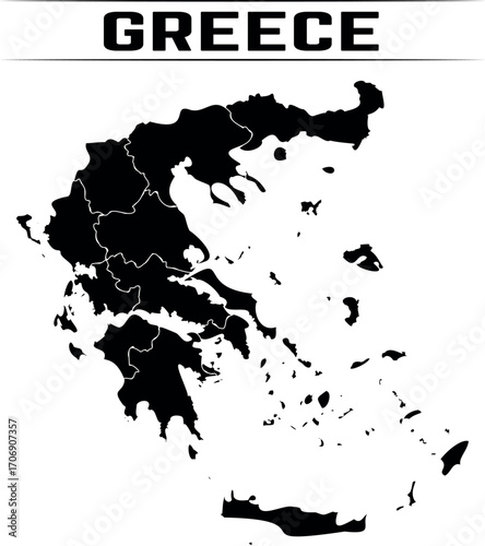 Greece Political Map with Administrative Regions and Borders