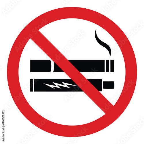 No smoking, No vaping combined sign. High resolution vector icon 
