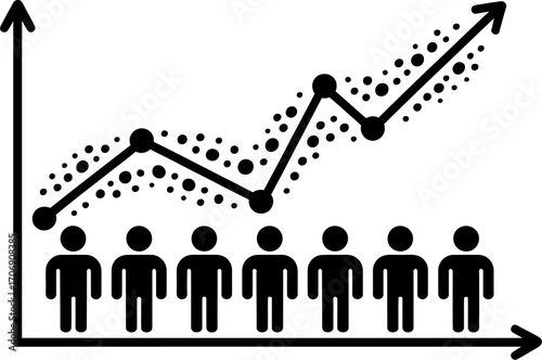 Business growth and team success illustrated with upward trending graph and people