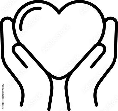 Two hands gently holding a heart symbol of love and care