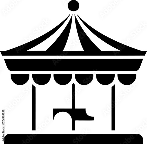 Classic carousel horse silhouette icon on a simple gray background