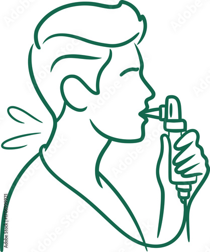 Person using a nasal spray for allergy relief and sinus congestion relief
