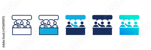 Panel Discussion icon set multiple style collection