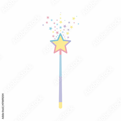 A magical star wand with sparkling colorful stars emanating from it.