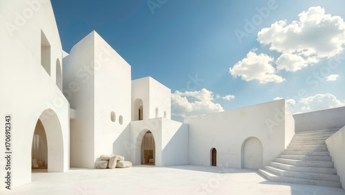 white church in oia santorini