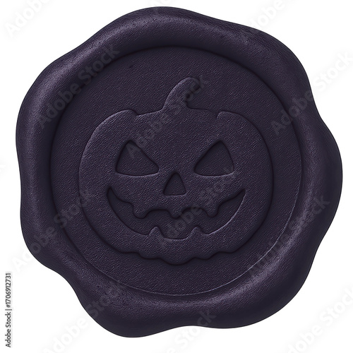 Dark Halloween wax seal with pumpkin face
