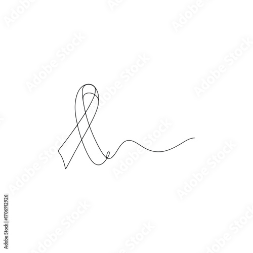 Simple line art drawing of a cancer awareness ribbon on a white background