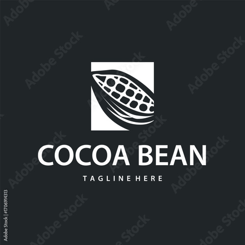 Cocoa bean logo design concept fruit chocolate drink silhouette and plantation symbol illustration icon template vector design