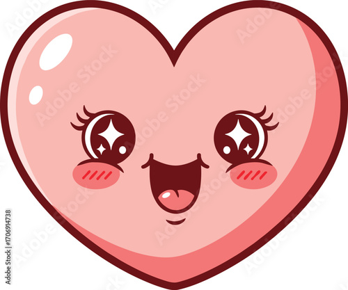 Smiling Cute Heart Cartoon Vector – Adorable Love Illustration