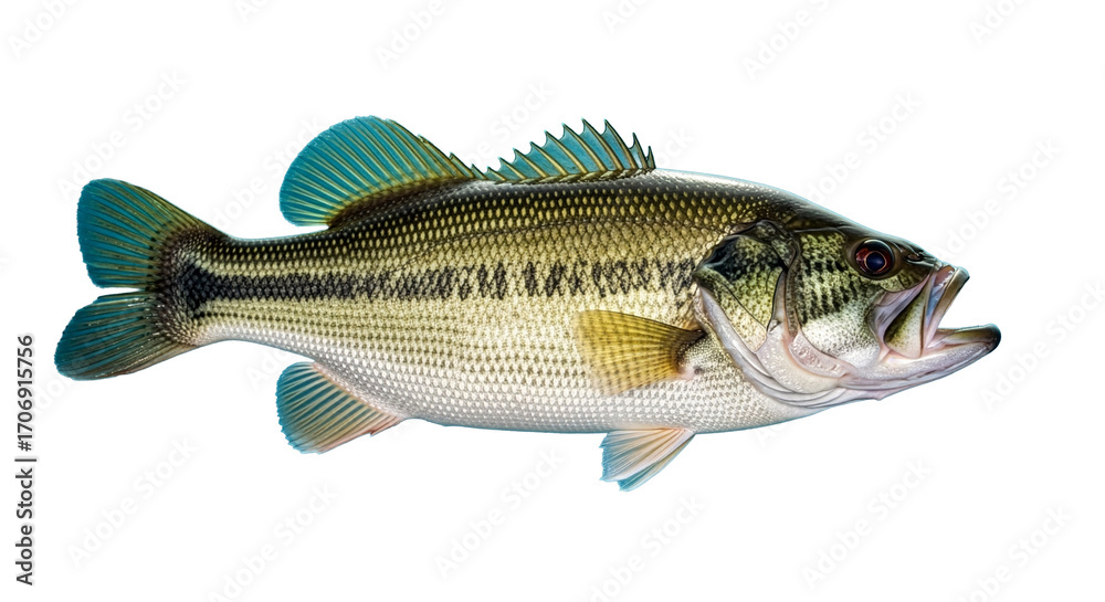 Fototapeta premium Large Bass Fish on White Background
