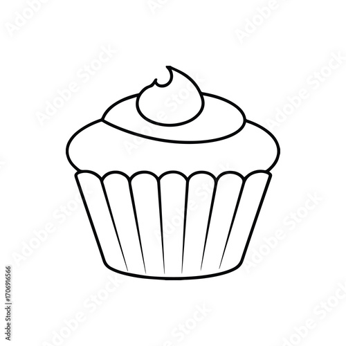 cupcake outline vector illustration line art