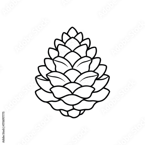 Pine cone outline vector for nature and holiday design