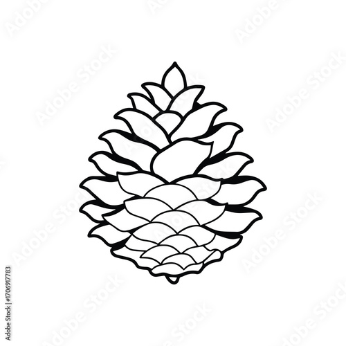 Pine cone outline vector for nature and holiday design