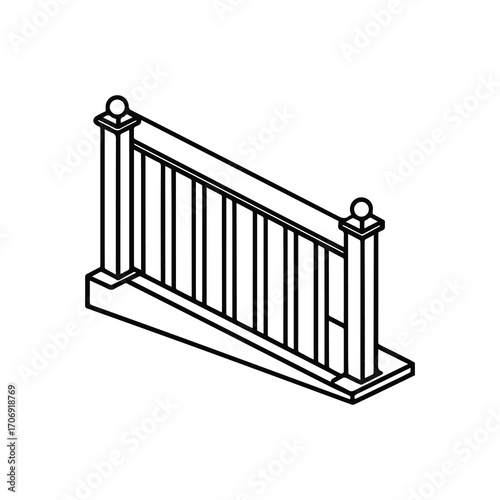 railing line art, black outline, vector and illustration