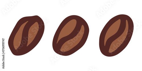 Set of simple hand drawn coffee bean Drink doodle Single element for print, web, design, decor