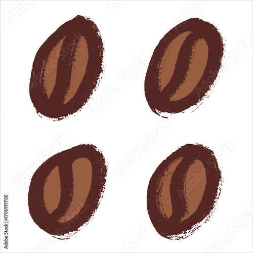 Set of simple hand drawn coffee bean Drink doodle Single element for print, web, design, decor