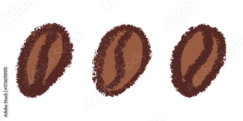 Set of simple hand drawn coffee bean Drink doodle Single element for print, web, design, decor