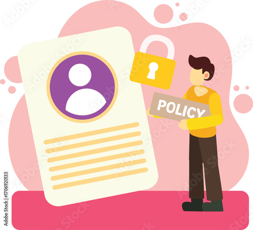 Man holding policy for account security illustration