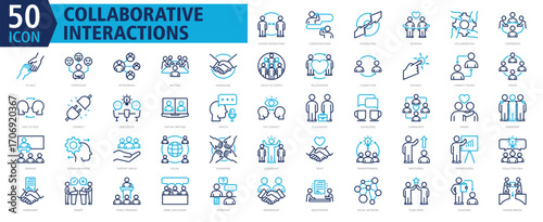 COLLABORATIVE INTERACTIONS Icon Set Outline Duotone