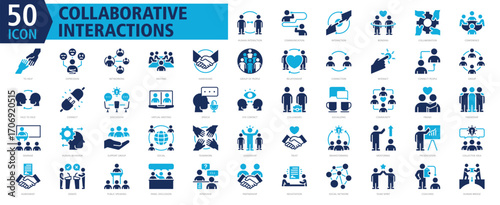 COLLABORATIVE INTERACTIONS Icon Set Glyph Duotone