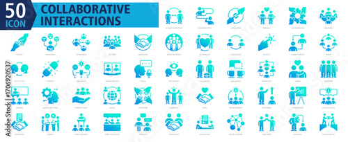 COLLABORATIVE INTERACTIONS Icon Set Glyph Gradient