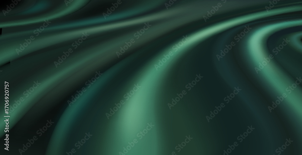 Obraz premium Green drapery silk fabric luxury background. Wavy abstract satin cloth vector texture pattern. Smooth shiny drape material curtain. Elegant velvet