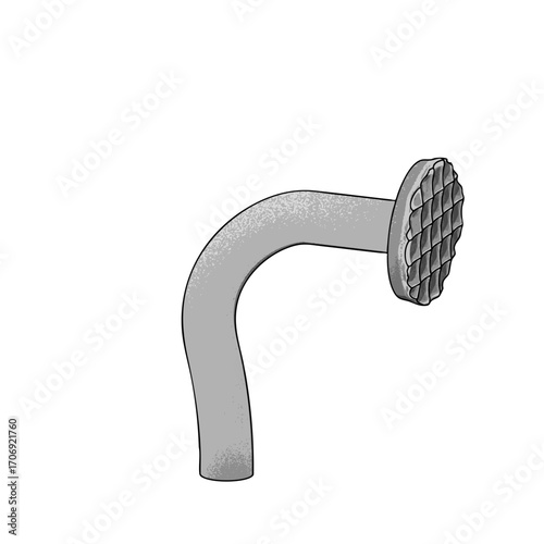 Nail or Hobnail Stainless Steel and Iron Pins on White Background. Construction and Wooden Work Equipment. Vector Illustration.