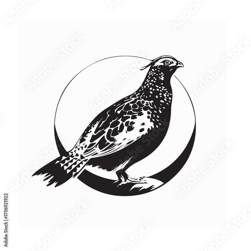 Wild Ruffed Grouse Silhouette Vector Logo Illustration on white background