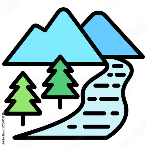 River Stream Icon Mini Illustration Icon. Use For Modern Concept, Print, Ui, Ux Kit, Web And App Development. Vector Related To Office, Education, Examination And More