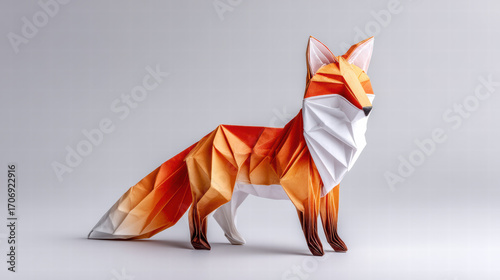 Origami fox paper fox geometric fox paper sculpture orange fox white fox animal model paper craft folded paper studio lighting