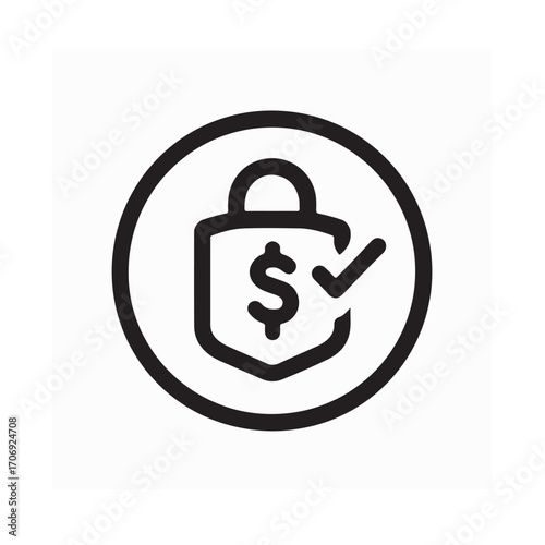 Money Security Padlock Dollar Sign Vector Logo Design on white background