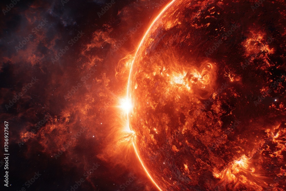 Obraz premium Fiery Exoplanet Surface