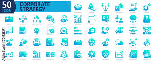 CORPORATE STRATEGY Icon Set Glyph Gradient