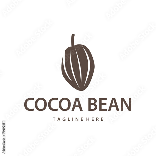 Cocoa bean logo design concept fruit chocolate drink silhouette and plantation symbol illustration icon template vector design