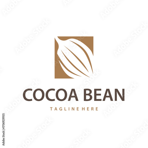 Cocoa bean logo design concept fruit chocolate drink silhouette and plantation symbol illustration icon template vector design