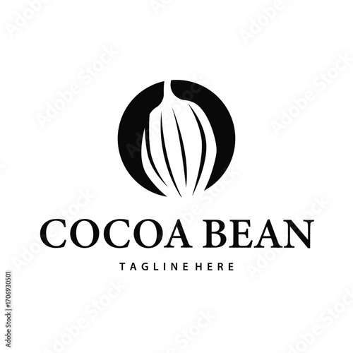 Cocoa bean logo design concept fruit chocolate drink silhouette and plantation symbol illustration icon template vector design