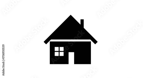 Simple Black House Icon on White Background Symbolizing Home, Real Estate, and Security. Suitable for Illustrative Purposes in Various Design and Marketing Projects.