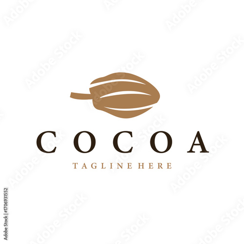 Cocoa bean logo design concept fruit chocolate drink silhouette and plantation symbol illustration icon template vector design