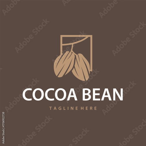 Cocoa bean logo design concept fruit chocolate drink silhouette and plantation symbol illustration icon template vector design