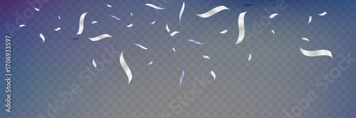 Purple Confetti and ribbons celebration party design element, Falling shiny purple confetti isolated on transparent