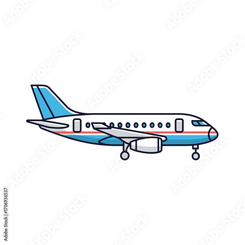 Airplane Travel Icon – Flat Vector Transportation