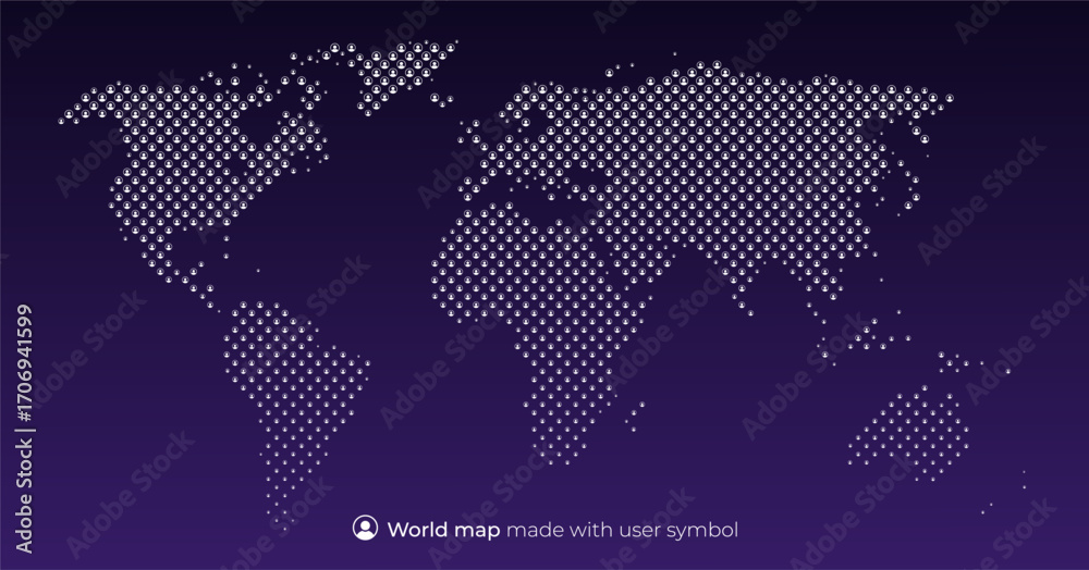 Fototapeta premium Vector design of a world map built with small user icons
