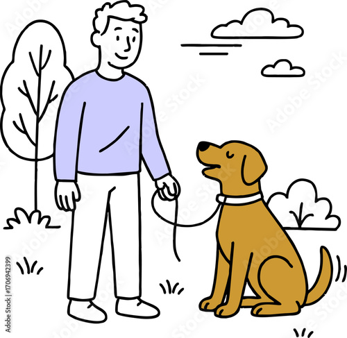 Dog Walkers, people with dog walking,dog walk pet owner, man woman walking dog ilustration flat vector design