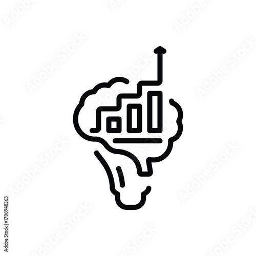Black line icon for growth mindset