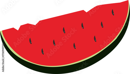 A delicious slice of ripe, juicy watermelon vector illustration with a refreshing green rind and sweet red fruit