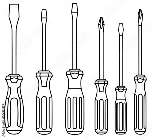 screwdriver-set-line-art-vector
