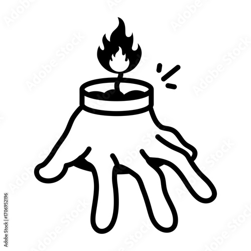 A drawing style icon showing a hand candle
