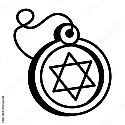 Hand drawn style icon showing a pentagram pendent
